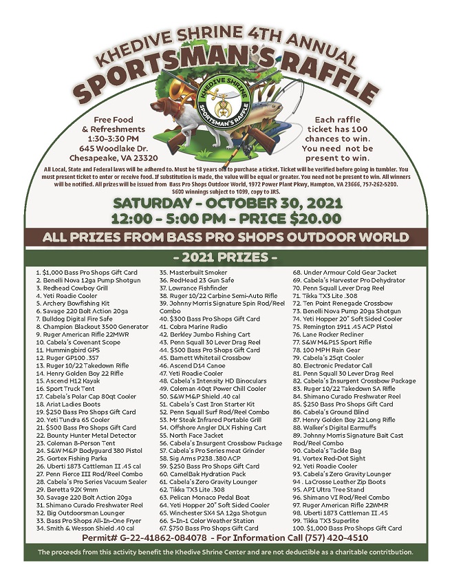 Annual Sportsman's Raffle – Khedive Shriners